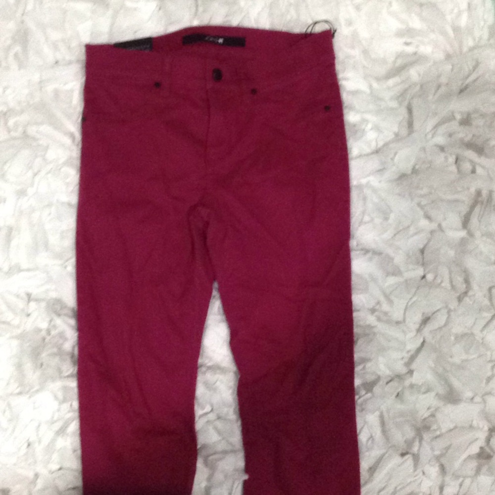 Reddish pinkish velvet skinny jeans